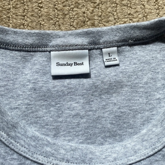 Sunday Best Besthug Little Ribbed T-Shirt, size L, Heather Chrome/Bow - Picture 5 of 7